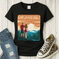 Love Never Fails Sunset Couple Women's T-Shirt thumb 3