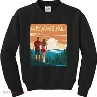 Love Never Fails Sunset Couple Kids Sweatshirt thumb 0
