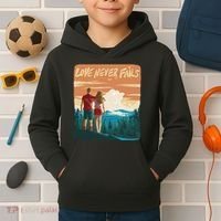 Love Never Fails Sunset Couple Kids Hoodie thumb 2