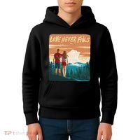 Love Never Fails Sunset Couple Kids Hoodie thumb 4
