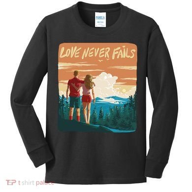 Love Never Fails Sunset Couple Kids Long Sleeve Shirt