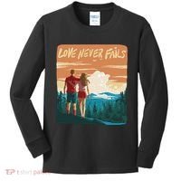 Love Never Fails Sunset Couple Kids Long Sleeve Shirt thumb 0