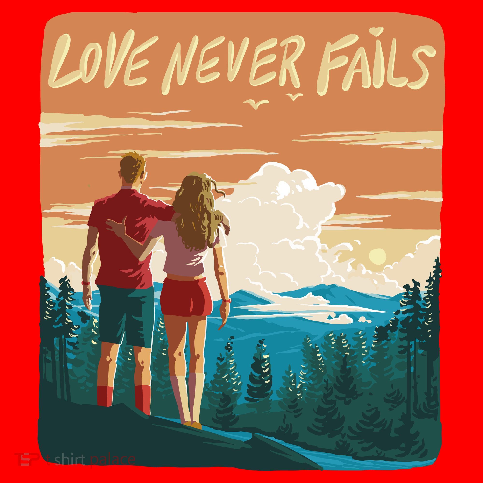 Love Never Fails Sunset Couple Santa Hat
