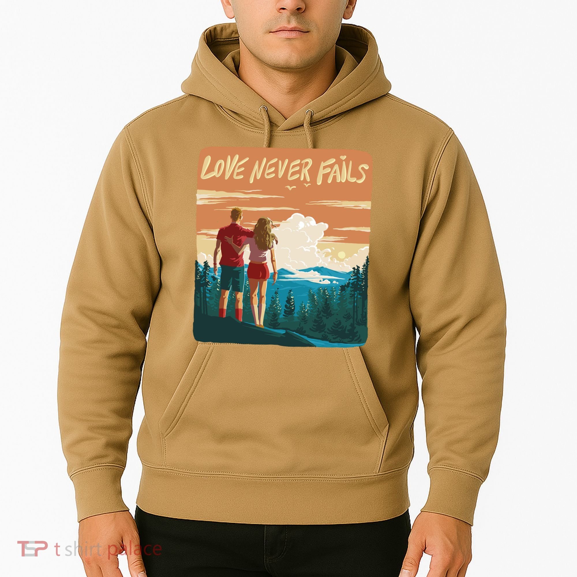 Love Never Fails Sunset Couple Hoodie