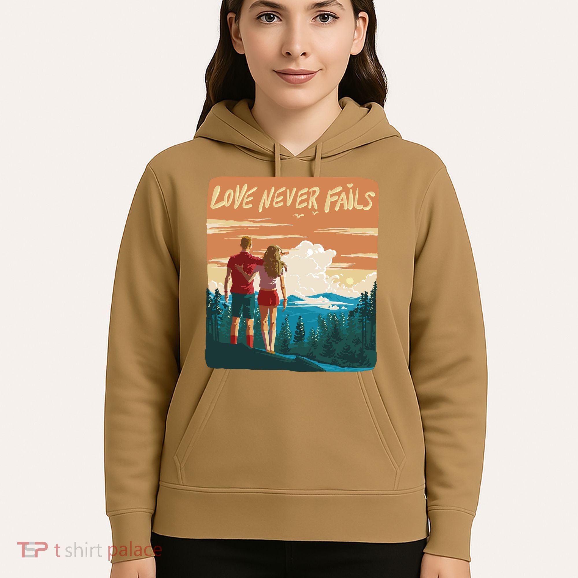 Love Never Fails Sunset Couple Hoodie