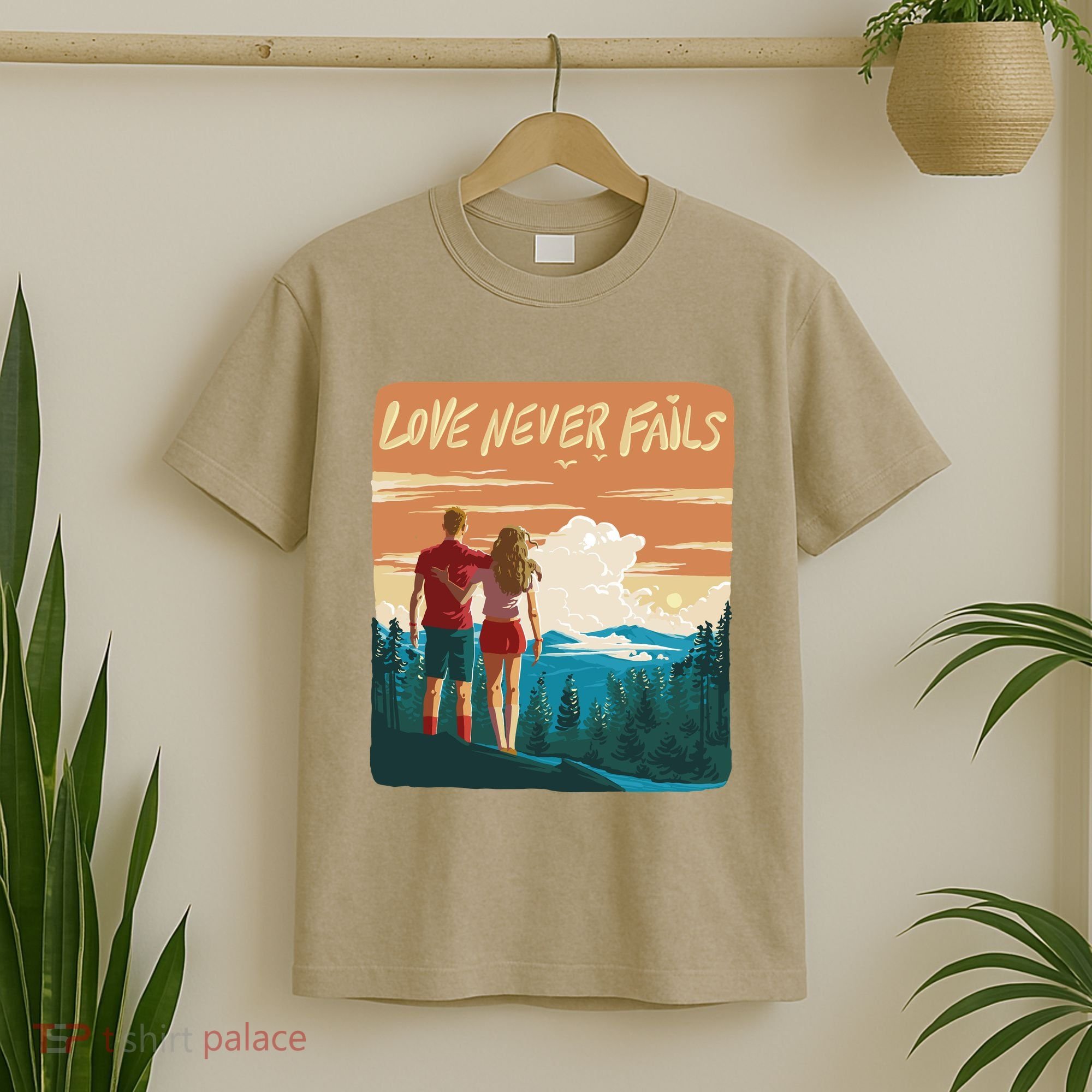 Love Never Fails Sunset Couple T-Shirt