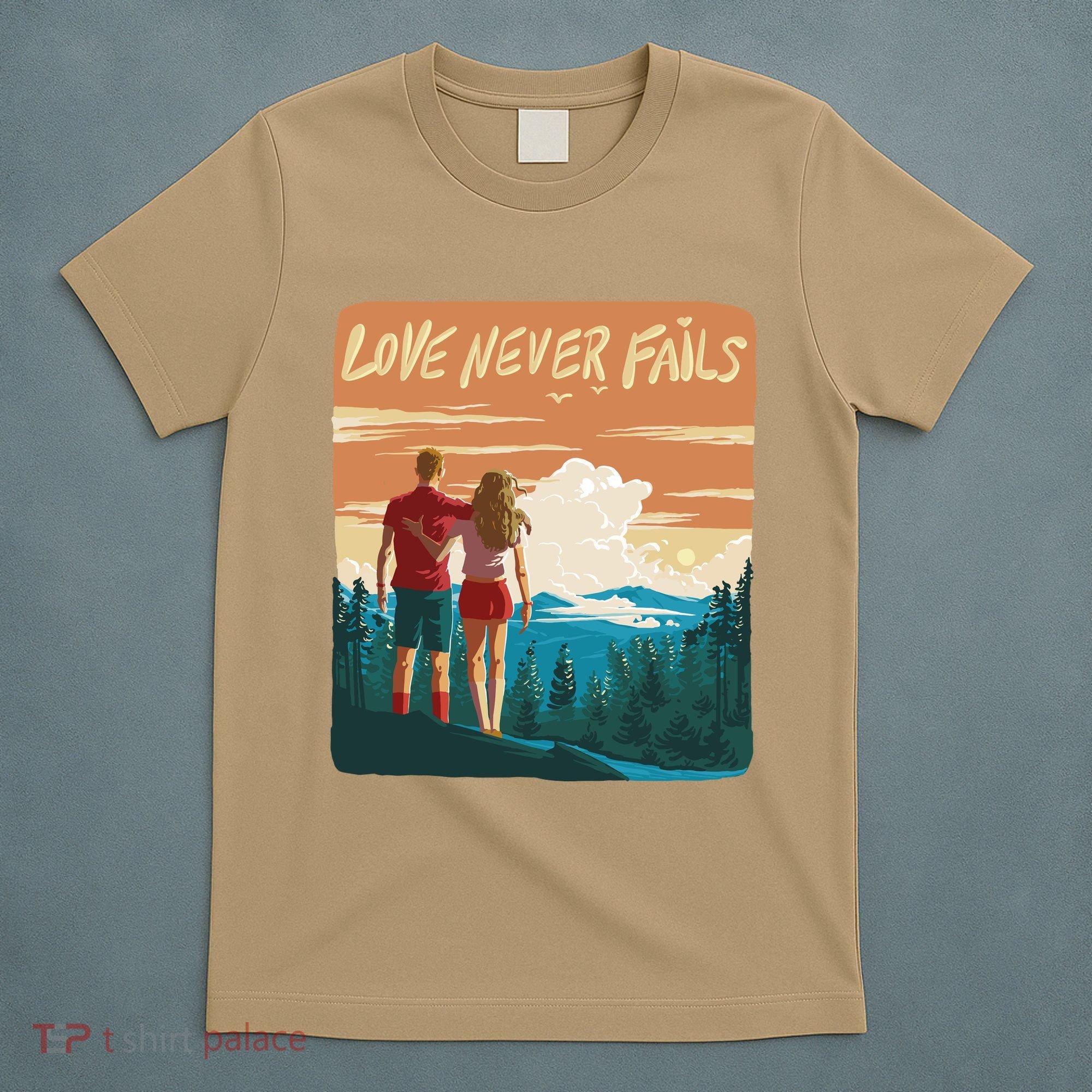Love Never Fails Sunset Couple T-Shirt