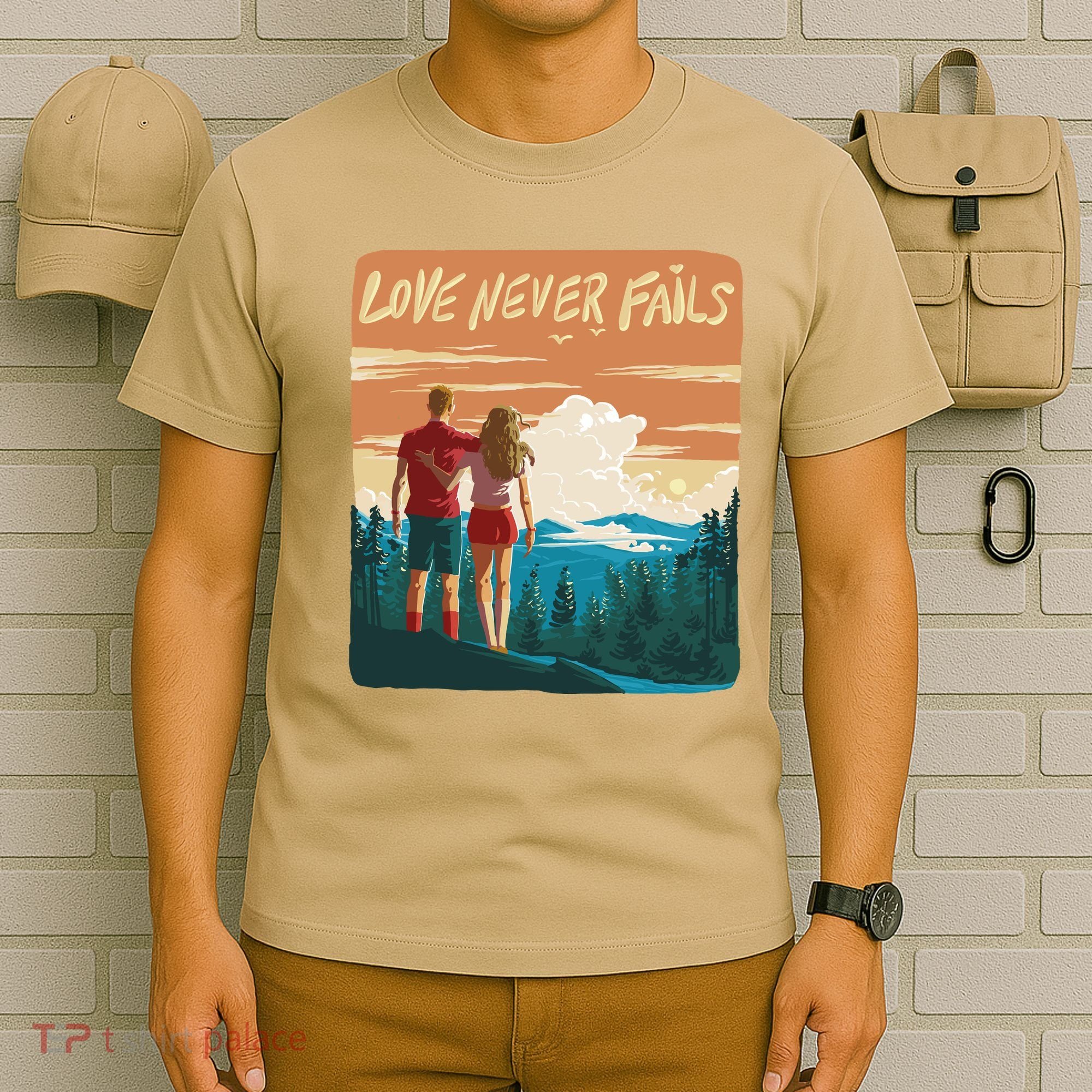 Love Never Fails Sunset Couple T-Shirt