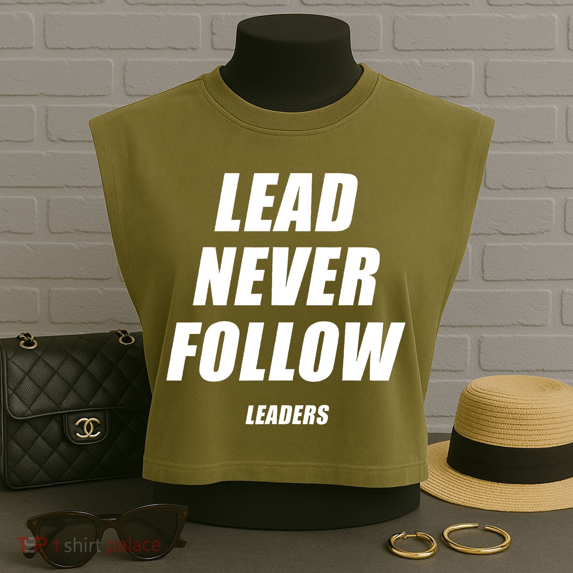 Lead Never Follow Leaders Popular Trending Quote Garment-Dyed Women's Muscle Tee