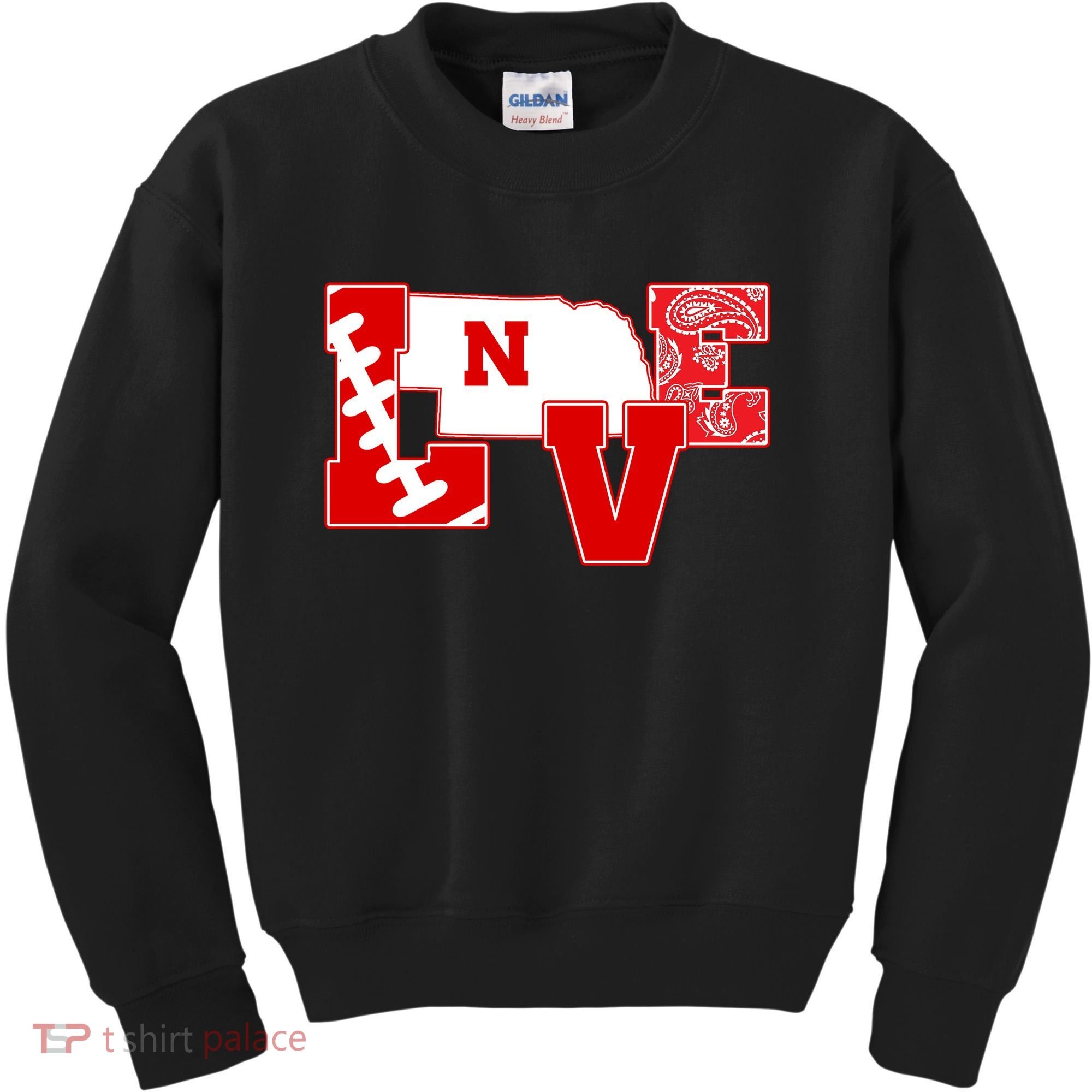 Love Nebraska Football Kids Sweatshirt