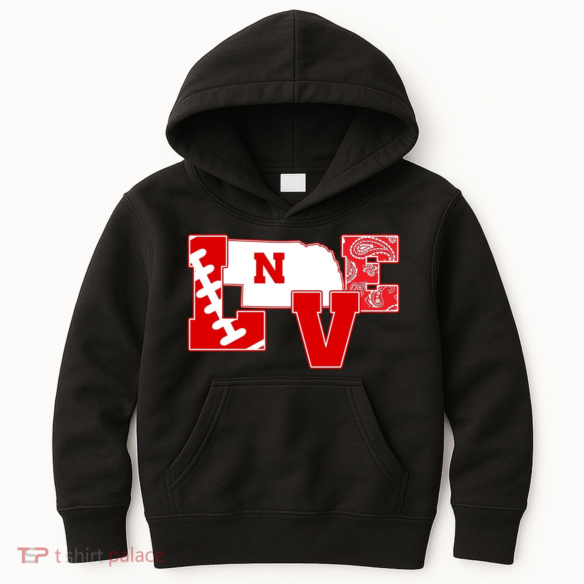Love Nebraska Football Kids Hoodie