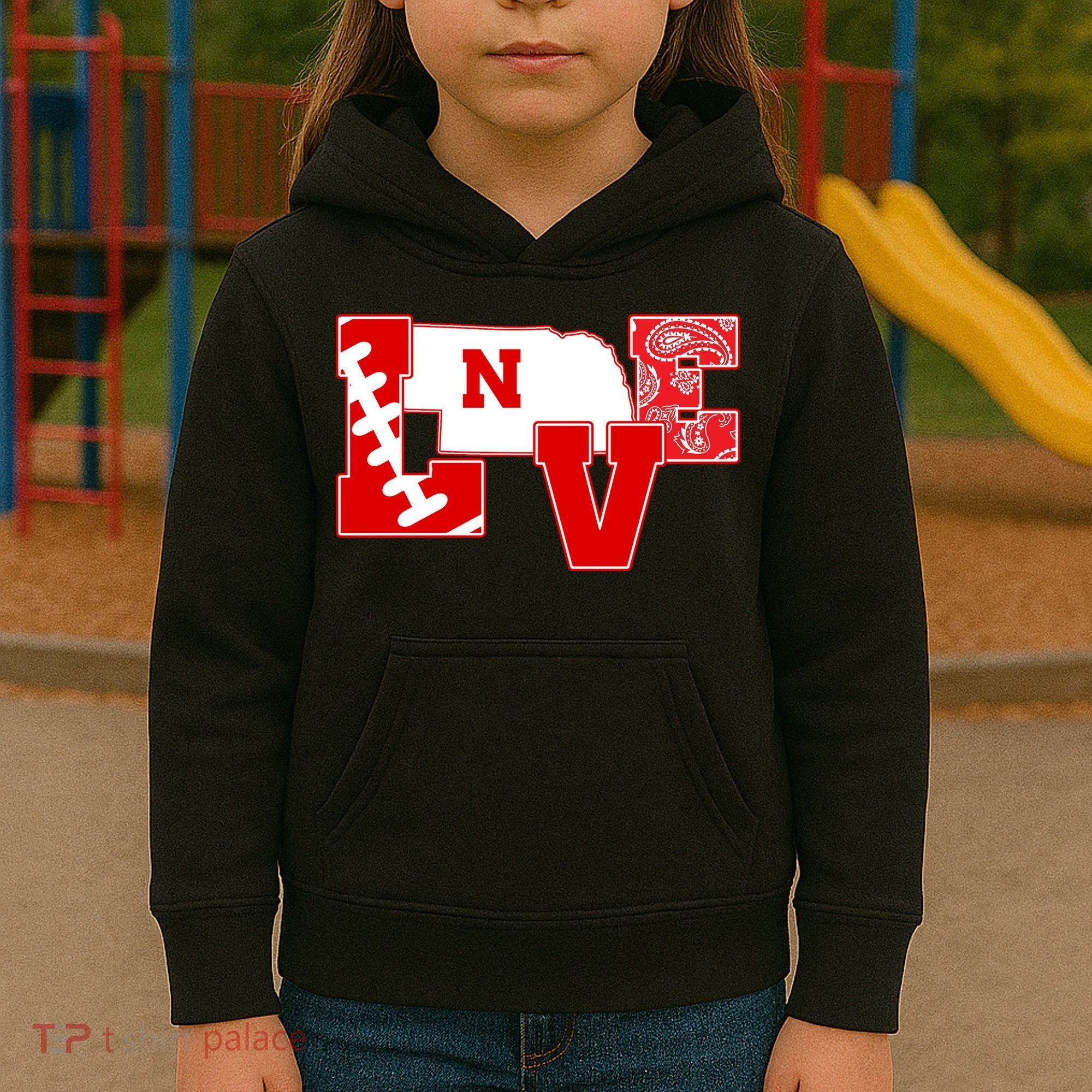 Love Nebraska Football Kids Hoodie