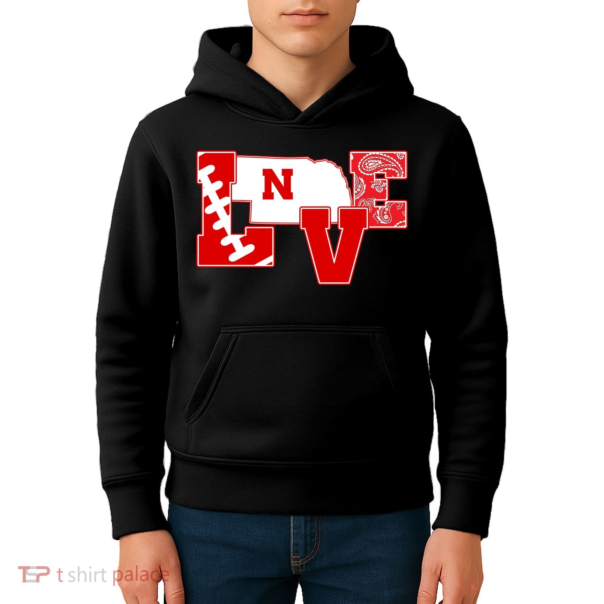 Love Nebraska Football Kids Hoodie