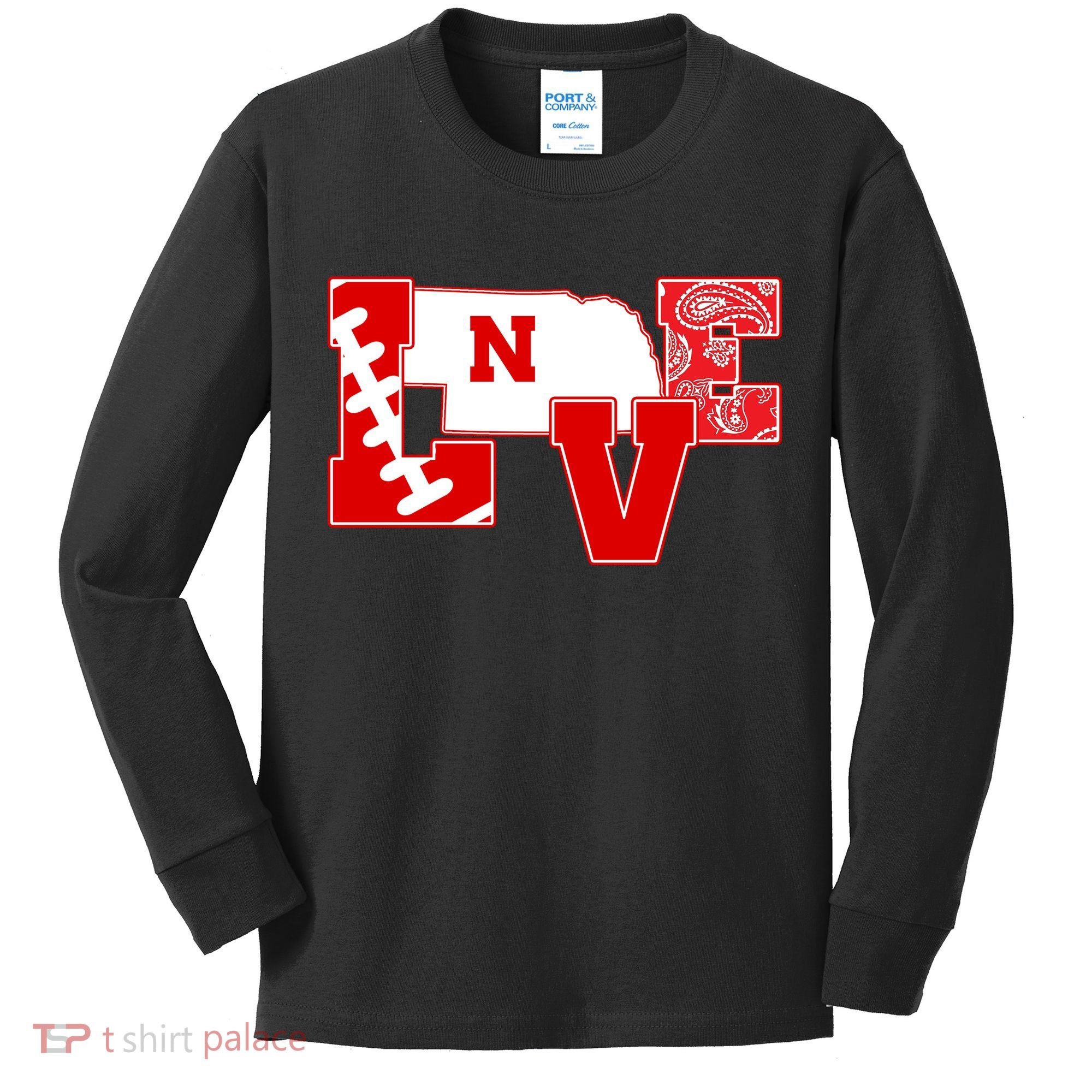 Love Nebraska Football Kids Long Sleeve Shirt