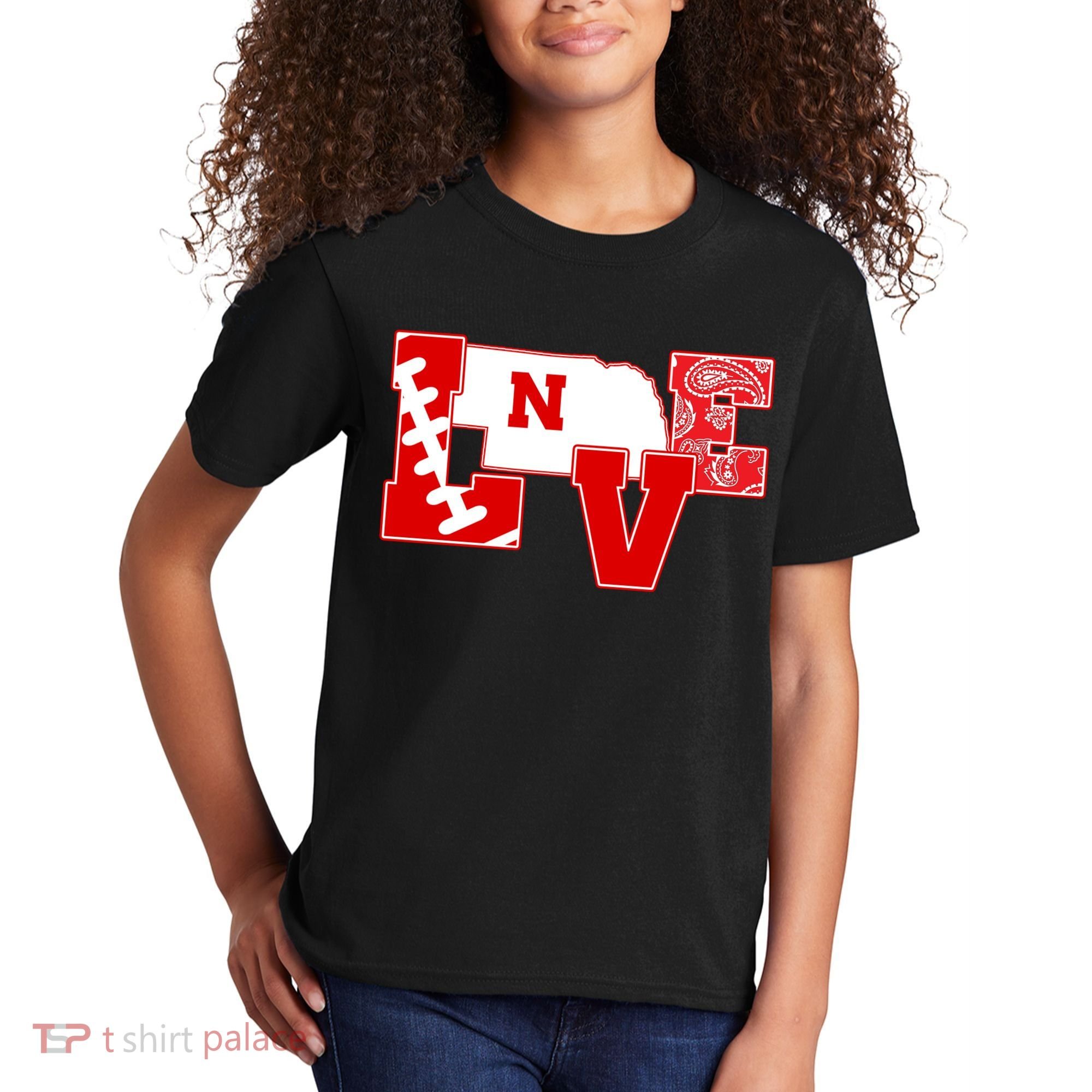 Love Nebraska Football Kids T-Shirt