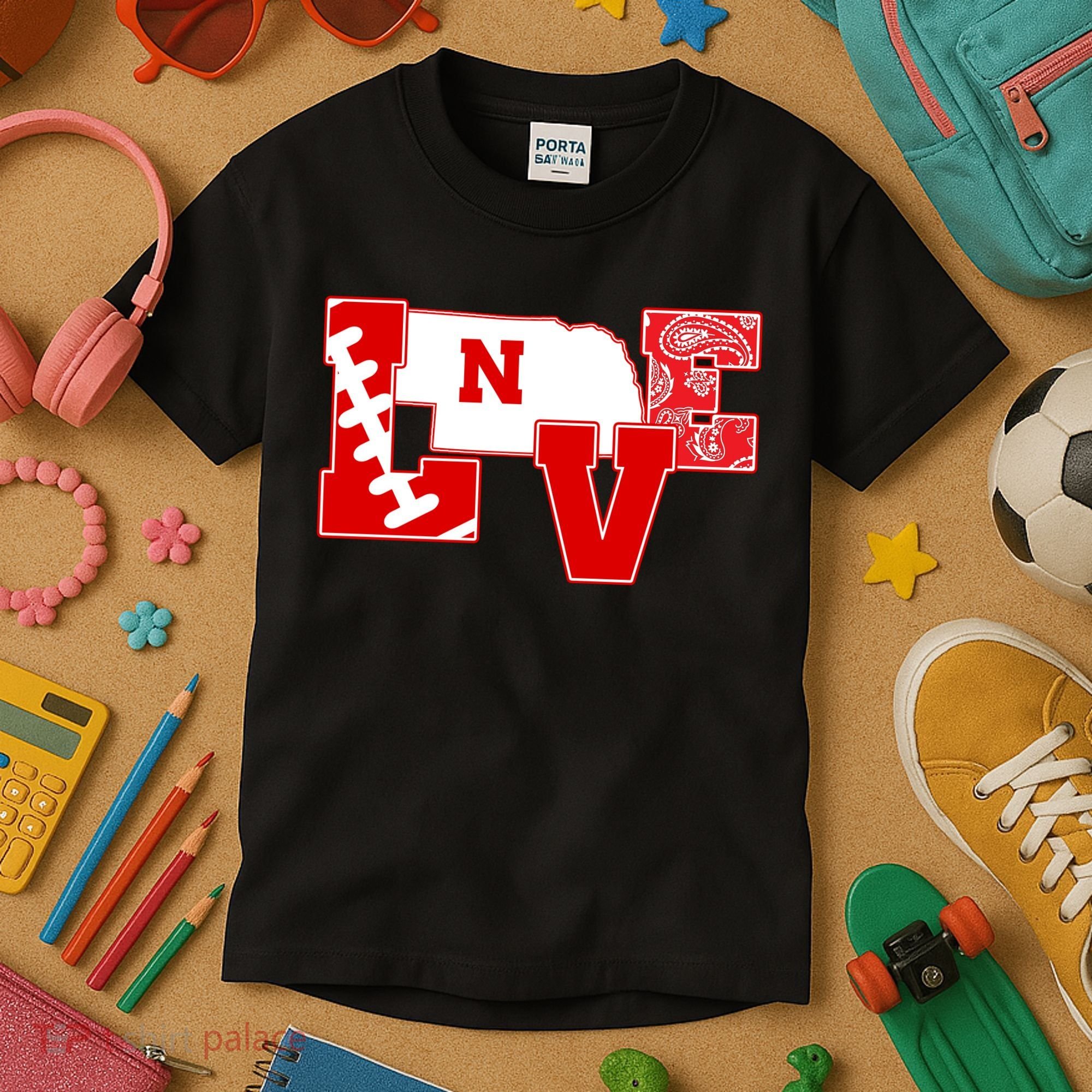 Love Nebraska Football Kids T-Shirt