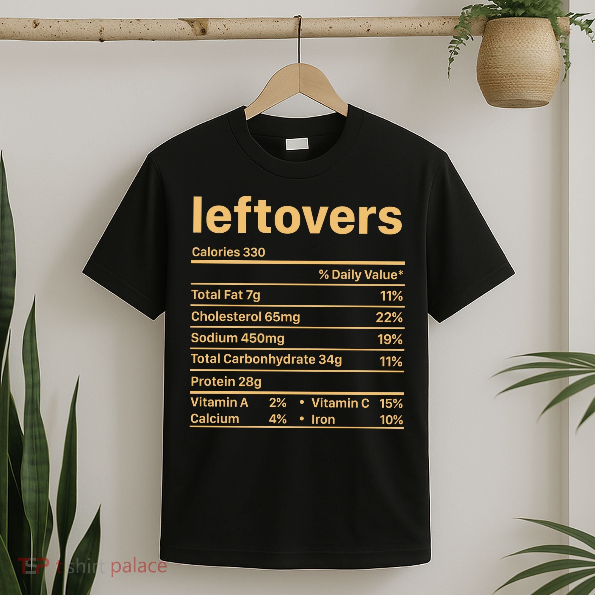 Leftovers Nutrition Facts Funny Thanksgiving Christmas Food T-Shirt