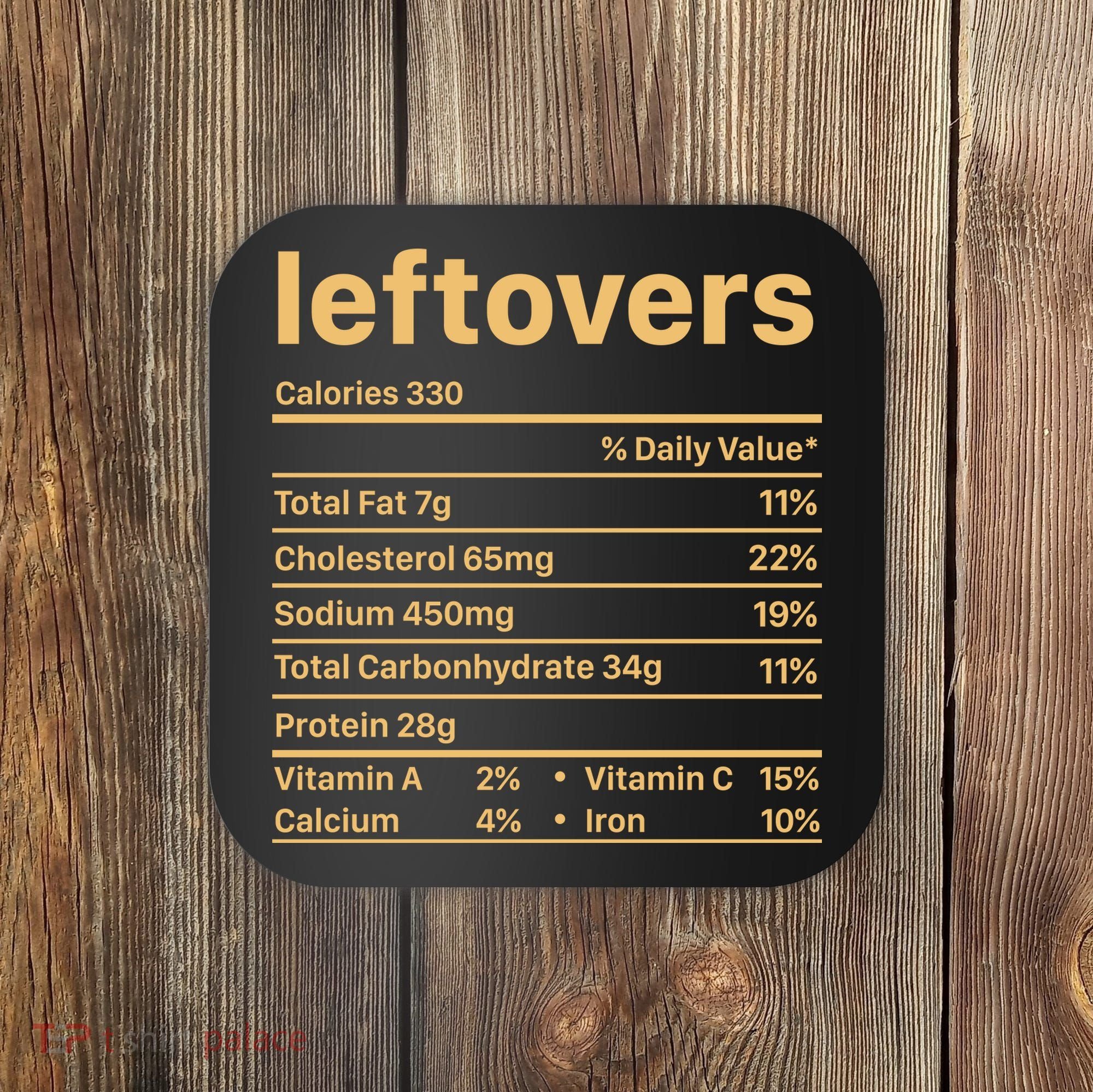 Leftovers Nutrition Facts Funny Thanksgiving Christmas Food Coaster