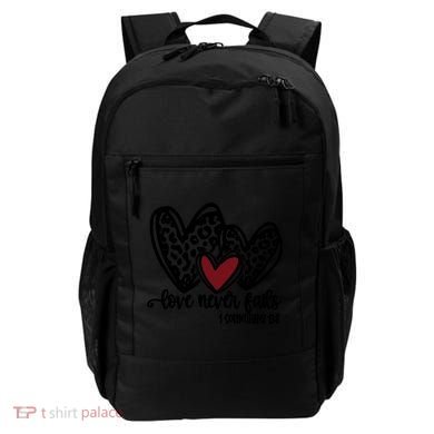 Love Never Fails Valentines Day Couples Tee Leopard Heart Gift Backpack