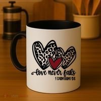 Love Never Fails Valentines Day Couples Tee Leopard Heart Gift Coffee Mug thumb 4