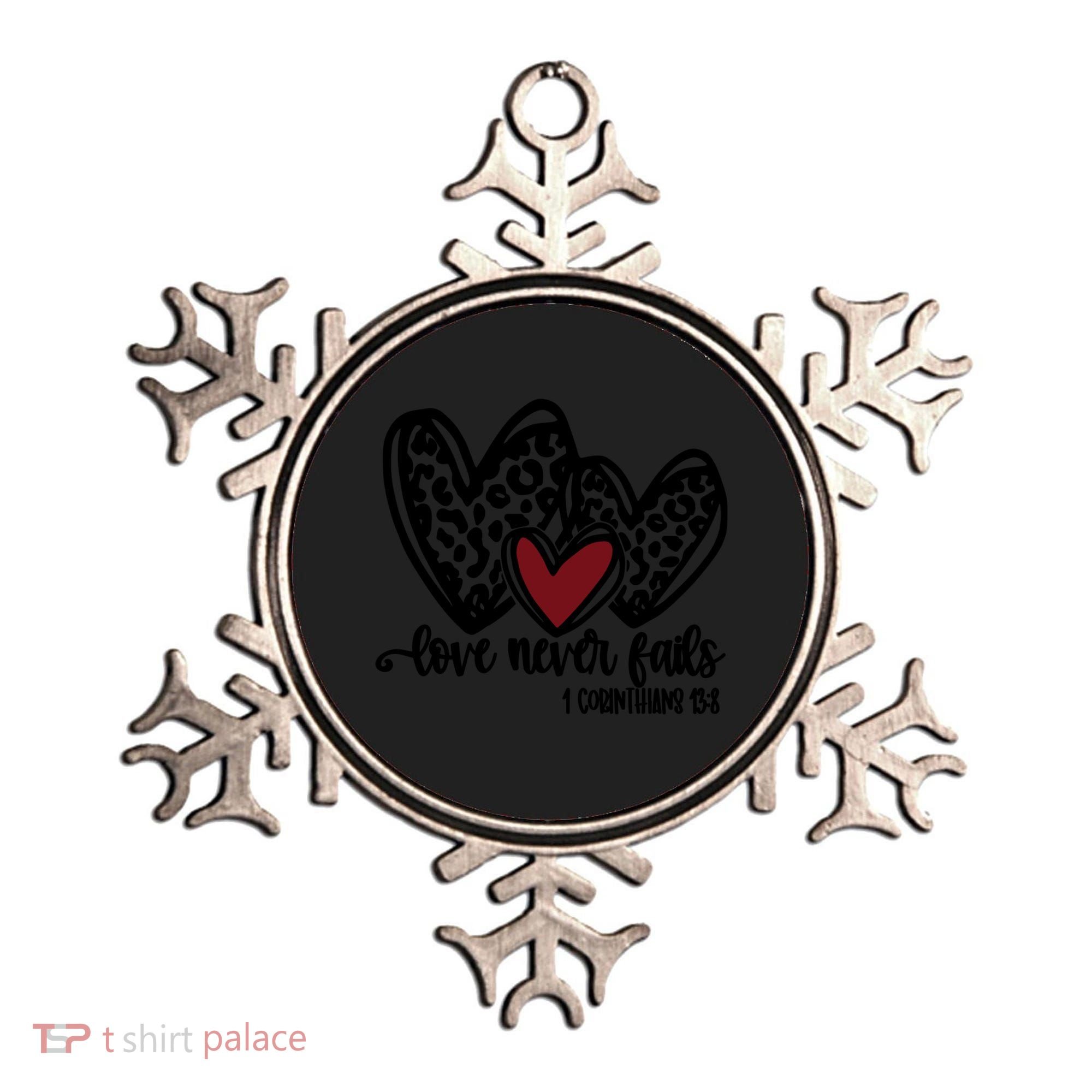 Love Never Fails Valentines Day Couples Tee Leopard Heart Gift Ornament