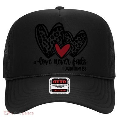 Love Never Fails Valentines Day Couples Tee Leopard Heart Gift Hat