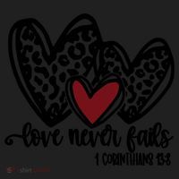 Love Never Fails Valentines Day Couples Tee Leopard Heart Gift Hat thumb 2