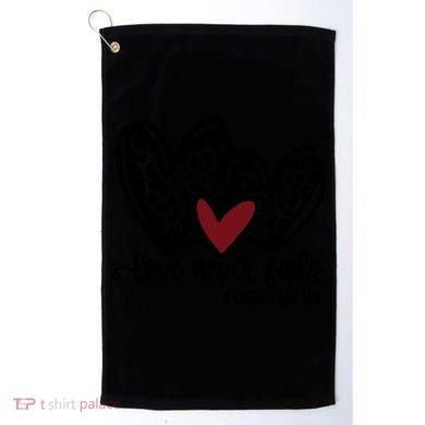Love Never Fails Valentines Day Couples Tee Leopard Heart Gift Golf Towel