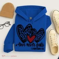 Love Never Fails Valentines Day Couples Tee Leopard Heart Gift Hoodie thumb 4