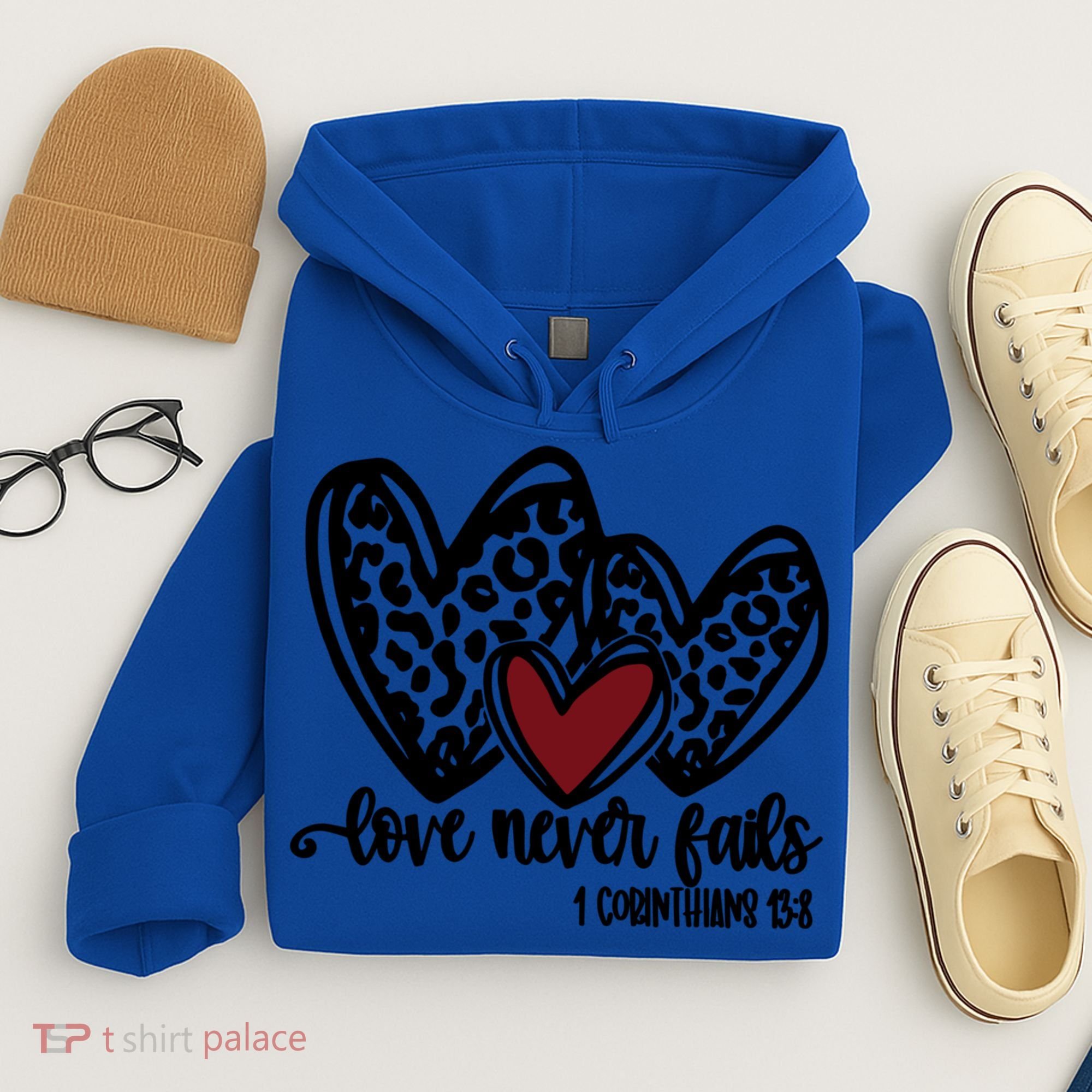 Love Never Fails Valentines Day Couples Tee Leopard Heart Gift Hoodie