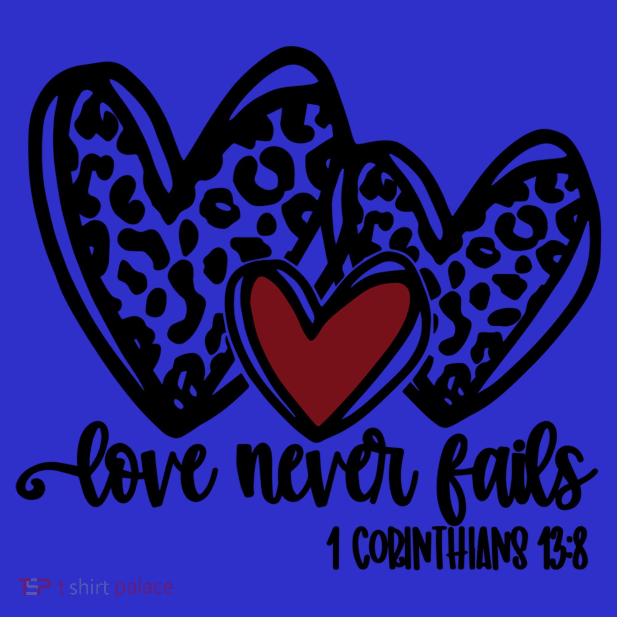 Love Never Fails Valentines Day Couples Tee Leopard Heart Gift Sweatshirt
