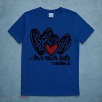 Love Never Fails Valentines Day Couples Tee Leopard Heart Gift T-Shirt thumb 5