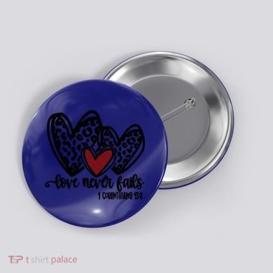 Love Never Fails Valentines Day Couples Tee Leopard Heart Gift Button