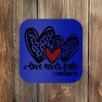 Love Never Fails Valentines Day Couples Tee Leopard Heart Gift Coaster thumb 0