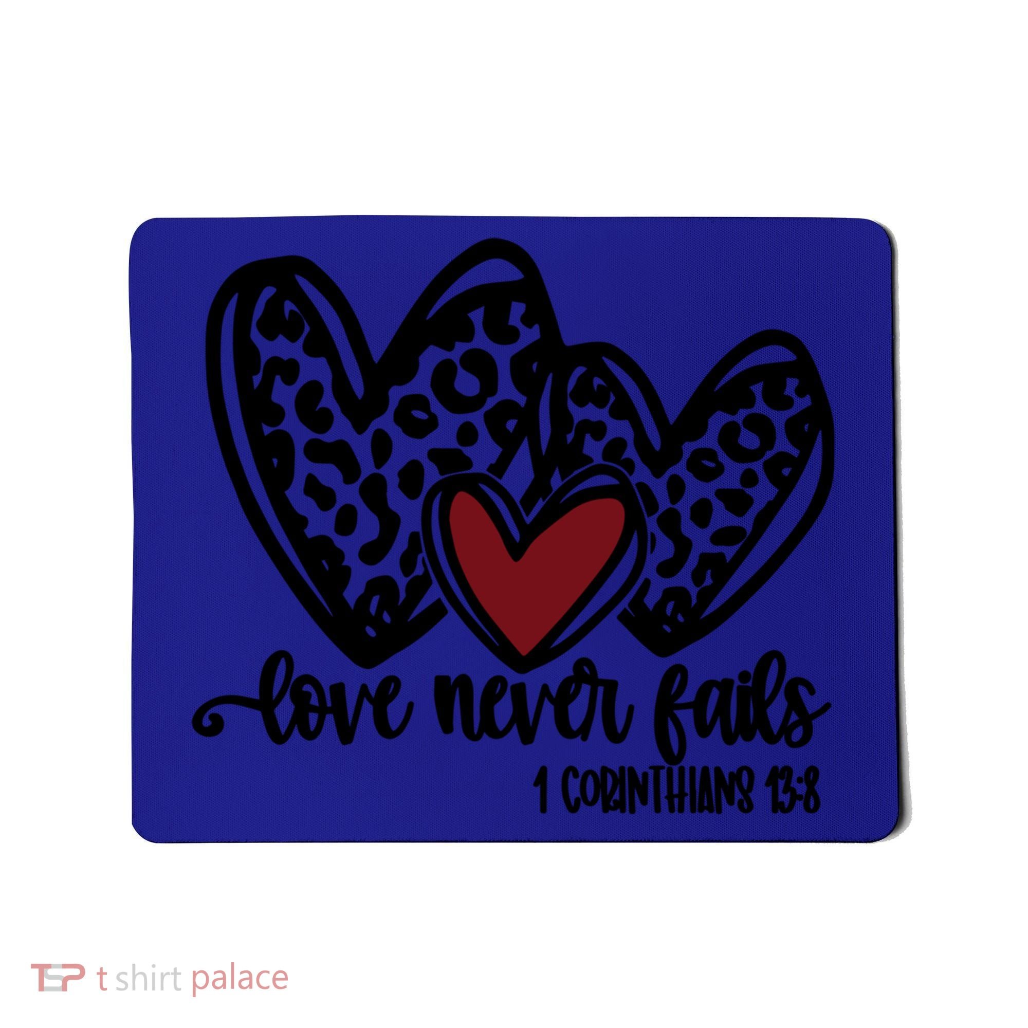 Love Never Fails Valentines Day Couples Tee Leopard Heart Gift Mousepad