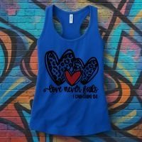 Love Never Fails Valentines Day Couples Tee Leopard Heart Gift Women's Tank Top thumb 3