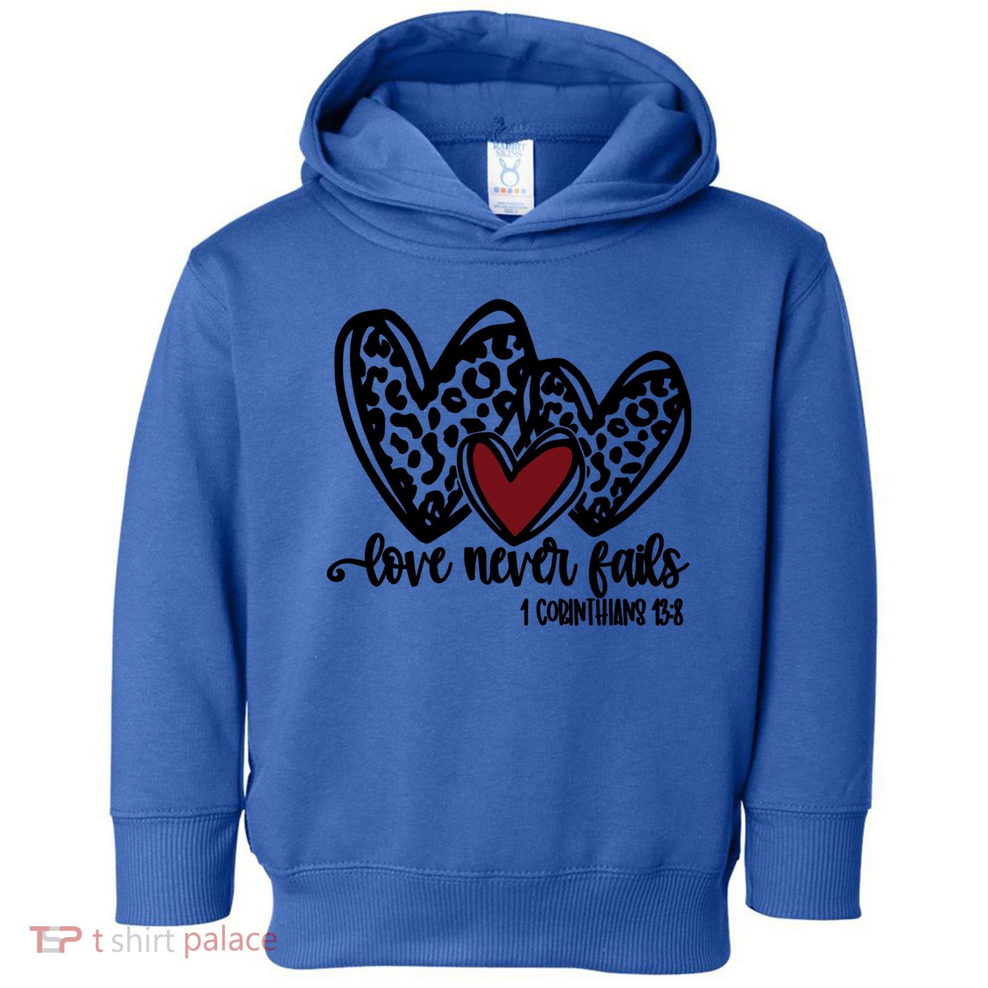 Love Never Fails Valentines Day Couples Tee Leopard Heart Gift Toddler Hoodie