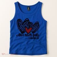 Love Never Fails Valentines Day Couples Tee Leopard Heart Gift Tank Top thumb 2