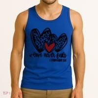 Love Never Fails Valentines Day Couples Tee Leopard Heart Gift Tank Top thumb 3
