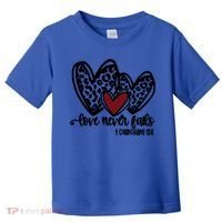 Love Never Fails Valentines Day Couples Tee Leopard Heart Gift Toddler T-Shirt thumb 0