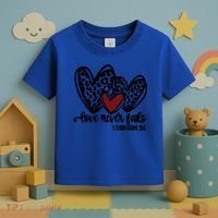 Love Never Fails Valentines Day Couples Tee Leopard Heart Gift Toddler T-Shirt thumb 3