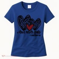Love Never Fails Valentines Day Couples Tee Leopard Heart Gift Women's T-Shirt thumb 0