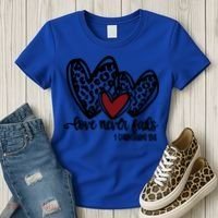 Love Never Fails Valentines Day Couples Tee Leopard Heart Gift Women's T-Shirt thumb 3
