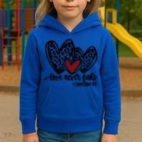 Love Never Fails Valentines Day Couples Tee Leopard Heart Gift Kids Hoodie thumb 3