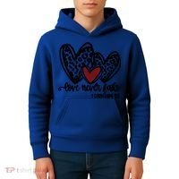 Love Never Fails Valentines Day Couples Tee Leopard Heart Gift Kids Hoodie thumb 4