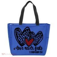 Love Never Fails Valentines Day Couples Tee Leopard Heart Gift Tote Bag thumb 0