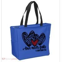 Love Never Fails Valentines Day Couples Tee Leopard Heart Gift Tote Bag thumb 2