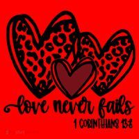 Love Never Fails Valentines Day Couples Tee Leopard Heart Gift Santa Hat thumb 1