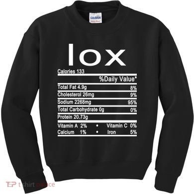 Lox Nutrition Facts Label Kids Sweatshirt