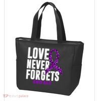 Love Never Forgets End Alzheimer Awareness Tote Bag thumb 3